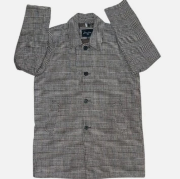 SEAN JOHN CLASSIC SINGLE BREASTED PLAID PATTERN OVERCOAT GRAY & BROWN, SIZE XL - Picture 3 of 8